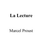 Sur la lecture | Proust, Marcel
